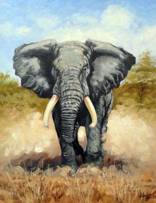 John Louw - Mouth painting artist - Elephant - A magnificent painting!